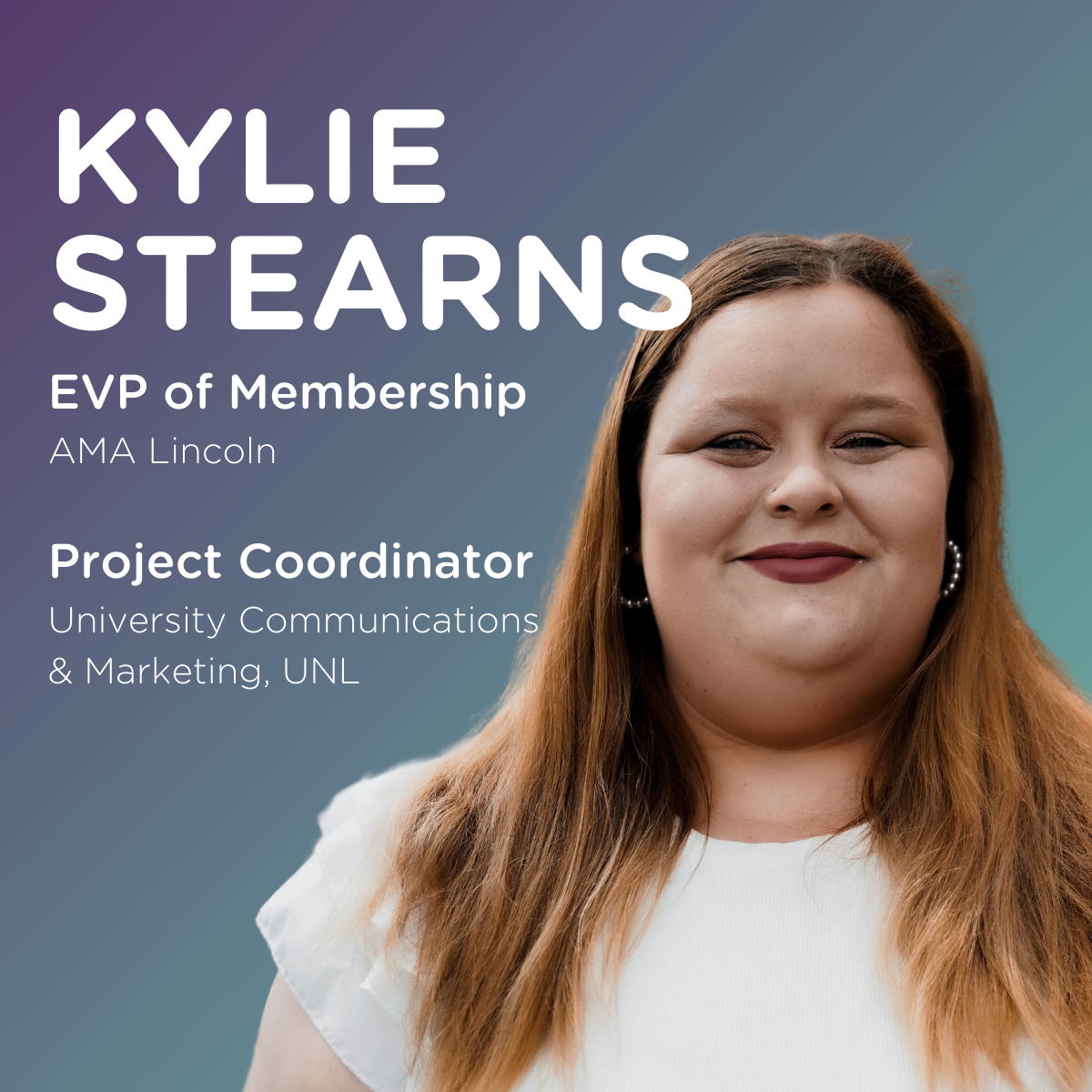 Headshot of Kylie Stearns with text "Kylie Stearns" "EVP of Membership"